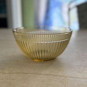 Vintage Federal Amber Yellow Depression Glass Ribbed Mixing Bowl 5.25" Diameter